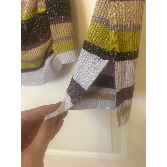 CHASER Harper Haight Street Striped Faux Wrap Multi Color Sweater Large NWOT - Picture 7 of 9